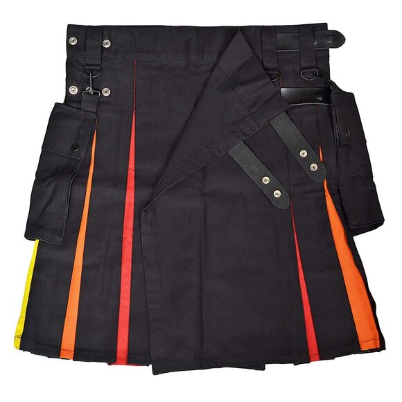 Colorful Pleated Utility Kilt for Men – Rainbow Festival Skirt, Pride Costume - Picture 6 of 9
